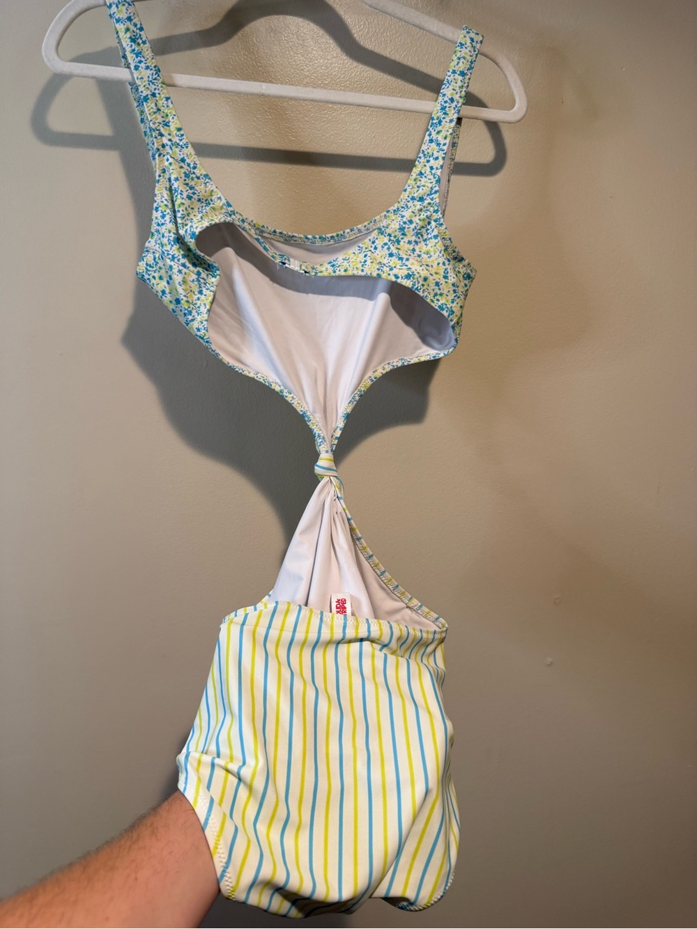 SOLID & STRIPED Bailey Floral and striped Cutout One Piece Sz L - Picture 6 of 9